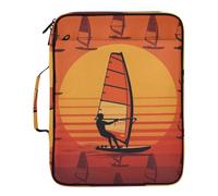 Windsurfing Sunset Retro Art Expandable File Folder Organizer Waterproof 1.5-Inch 3-Ringing Binder Zipper with Zipper Closure for Office Supply
