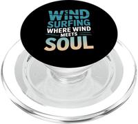 Windsurfing Where Wind Meets Soul Ocean Surfboard Sport PopSockets PopGrip for MagSafe