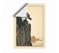 Windswept Pine at Cliff's Edge Japandi Unframed Wall Art Print A3 (42×29.7cm), Wall Decor for Living Room, Bedroom, Office & Home, Art Gift