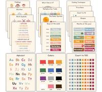 WINDVALE 16 Educational Boho Learning Posters for Toddlers 1-3,Preschool Learning Activities for Kids 3-5, Classroom Decor for Homeschool,Toddler Education Gift