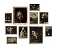 WINDVALE Vintage Gothic Posters Set of 10 - Dark Academia & Victorian Wall Art Prints - Aesthetic Gallery Decor for Living Room, Study, Hallway or Bedroom