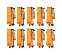 WindWilder 10PCS Cargo Binding Straps 5cm x 10m - 5T Capacity Ratchet Tie Down Straps for Truck Trailer Orange (5cm x 10m)