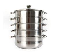 WindWilder 5-Tier Stainless Steel Steamer Cooker Pot Set 26/28/30cm Cook Food Steamer Pan With Glass Lid Kitchen Cookware (26cm)