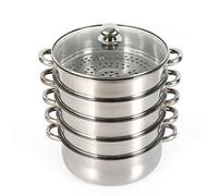 WindWilder 5-Tier Stainless Steel Steamer Cooker Pot Set 26/28/30cm Cook Food Steamer Pan With Glass Lid Kitchen Cookware (30cm)