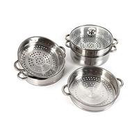 WindWilder 5-Tier Stainless Steel Steamer Cooker Pot Set 26cm / 28cm /30cm Cook Food Steamer Pan With Glass Lid Kitchen Cookware (26CM)