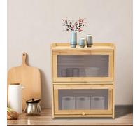 WindWilder Bread Bin Wooden 42x25x50cm Breads Storage Box Storage Cabinet for Kitchen Living Room Bedroom, 11 lbs Capacity (Woodcolor)