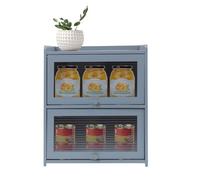 WindWilder Bread Bin Wooden 42x25x50cm Breads Storage Box Storage Cabinet for Kitchen Living Room Bedroom, 11 lbs Capacity (Grey-Blue)
