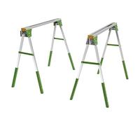WindWilder Heavy Duty Work Trestles - Set of 2-2645lbs Capacity Folding Saw Horse with Adjustable Height 72.6-89cm, 78x6cm Worktable, for Construction, Workshop, Garage (Green)