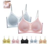 Windy Bra, Windy Bra Seamless Ultra Thin, Seamless Ultra-Thin Plus Size Ice Silk Comfort Bra (Blue+Pink,2X-Large)