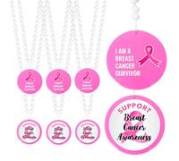 Windy City Novelties Breast Cancer Awareness Beaded Necklace - 6 Pack, Plastic, bead