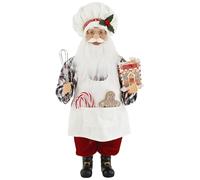 Windy Hill Collection 16" Gingerbread Black & White Check Baker Santa Claus Christmas Figurine Figure Decoration 163024