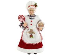 Windy Hill Collection 16" Gingerbread Gnome Black & White Check Baker Mrs. Claus Christmas Figurine Figure Decoration 163025