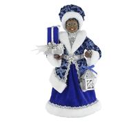Windy Hill Collection 16" Inch Standing Brilliant Blue Ethnic African American Mrs. Santa Claus Christmas Figurine 163067
