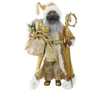Windy Hill Collection 16" Inch Standing Gold African American Black Santa Claus Christmas Figurine Figure Decoration 416050A