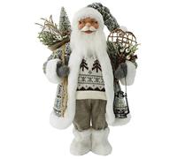 Windy Hill Collection 16" Inch Standing Woodland Tweed Fuzzy Trim Santa Claus Christmas Figurine Figure Decoration 162037