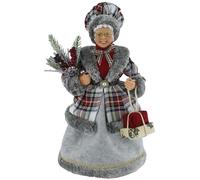 Windy Hill Collection 16" Yuletide Tartan Plaid Mrs. Claus Christmas Figurine Figure Decoration 164025MS