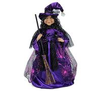 Windy Hill Collection 18" Violet & Black Tabletop Fabric Halloween Fall Harvest Witch Collectible Figure Figurine Plastic Cone Body 918002