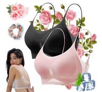 WindyBra - Seamless Ultra-Thin Plus Size Ice Silk Comfort Bra,Ultra-Thin Ice Silk Lifting Bra for Women (Black+Pink,M)