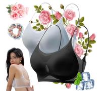 WindyBra - Seamless Ultra-Thin Plus Size Ice Silk Comfort Bra,Ultra-Thin Ice Silk Lifting Bra for Women (Black+Blue,L)