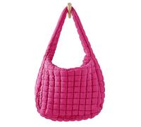 windysun Womens Lightweight Quilted Padding Shoulder Bag Soft Puffer Tote Bag Big Capacity Puffy Tote Bag Carryall Gym Bag, Rose, L