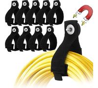 Windyun 10 Pcs Magnetic Garage Hooks Heavy Duty Straps Extension Cord Holder for Hanging Cables, Hoses, Workshop Rope, Garden Organization (1.7 Inch)