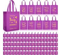 Windyun 100 Pcs Christian Gift Bag Bulk for Father's Day 8" x 4" x 10" Reusable Bible Verse Tote with Handle Religious Scripture Blessing Bags for Church Pastor Sunday School Party Favors (Purple)