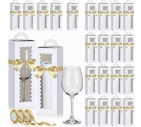 Windyun 100 Pcs Tall Tumbler Gift Boxes with Ribbons Bulk, Window Handle for 30oz 20oz 16oz 12oz Clear Wine Glass Jar Gift Box for Sublimation Packaging Wrapping Shipping 11 x 3.4 x 3.4'' (White)