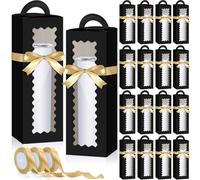 Windyun 100 Pcs Tumbler Gift Boxes Bulk with 3 Ribbons, Window Handle for 12oz 16oz 20oz 30oz Clear Wine Glass Jar Gift Box Christmas Packaging Present Wrapping Shipping 11 x 3.4 x 3.4''(Black)