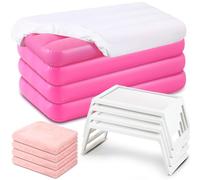 Windyun 16Pcs Kids Slumber Party Supplies -4 Kids Air Mattress with White Fitted Sheet, Breakfast in Bed Tray and Blanket,Foldable Table Toddler Inflatable Bed for Sleepover Slumber Party Teepee Tent
