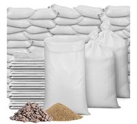 Windyun 200 Pcs Empty Sandbags with Ties 17.7 x 30.3 Inch White Woven Polypropylene Sandbags Bulk, Heavy Duty Sandbags Flood Water Barrier for Hurricane Flooding, Construction
