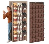 Windyun 40 Over the Door Shoe Organizer Large Breathable Mesh Pockets Hanging Shoe Rack for Closet Brown Behind Door Hanger Storage Holder Nonslip Hooks for Women Men Entryway Bedroom Utility Room