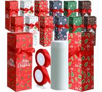 Windyun 48 Pcs Christmas Tumbler Gift Box with Ribbon for Sublimation Glass Tumbler Gift Boxes for 12oz 16oz 20oz Glass Cup Packaging for Jars Mug Can Xmas Party Supplies