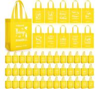 Windyun 50 Pcs Christian Gift Bag Bulk 8" x 4" x 10" Christmas Reusable Bible Verse Tote Religious Church Bags with Handle for Gifts (Yellow)