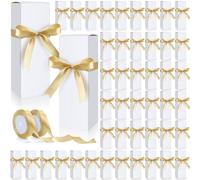 Windyun 50 Pcs Gift Boxes with Ribbon for Sublimation Tumblers Gift Box for 12oz, 20oz, 30oz Tumbler Skinny Glass for Shipping Wrapping Exhibition(White)