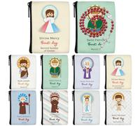 Windyun 8 Pcs Catholic Rosary Pouch 3.5'' x 2.8'' Coin Purse Rosary Holder Beads Bag with Zipper for Prayer Storage, as the picture shown, 3.5 x 2.8 inches (9 x 7 cm)