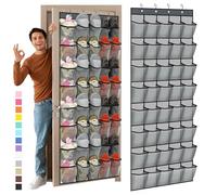 Windyun Over the Door Shoe Organizer with 40 Large Breathable Mesh Pocket, Space Saving Hanging Shoe Rack Hanger Gray Behind the Door Storage Holder for Entryway Closet Bedroom Utility Room Women Men