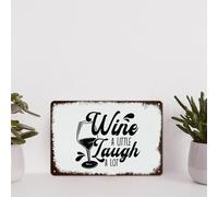 Wine A Little Laugh A Lot 8x12 Inches Metal Retro Look Decoration Plaque Sign for Home Kitchen Bathroom Farm Garden Garage Inspirational Quotes Wall Decor