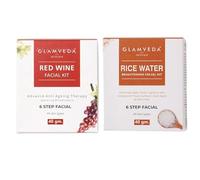Wine Advance Anti Ageing Rice Water Brightening Facial Kit 80gm Glowing in 6 Easy Steps Improves Texture Evens Skin Tone Instant Glow Suitable for All Skin Types
