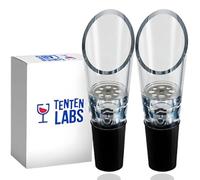 Wine Aerator Pourer (2-pack) by TenTen Labs - Premium Aerating Spout and Decanter Set for Wine Bottles - No Drips or Spills - Improves Taste and Smell Immediately - Gift Box Included - Black