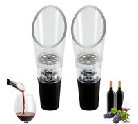 Wine Aerator Pourer 2-Pack - No-Drip, No-Spill Design - Instantly Enhance Red & White Wine Flavor - Premium Aerating Spout for Better Taste (Black)