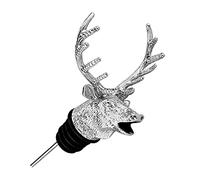 Wine Aerator Pourer Spout Bottle Pourers for Alcohol Stainless Steel Deer Stag Head Wine Pourer Stags with Food Grade Silicone Stopper for White Red Wines Whiskey Gift for Father (Silver White)
