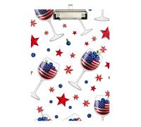 Wine American Flags Acrylic Clipboards Portable Clipboard Cute Decorative Letter Size Clipboards with Low Profile Metal Clip for Nurses, Lawyers, Doctor Offices