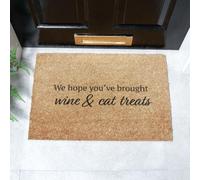 Wine and Cat Treats Coir Doormat (60 x 40cm) Artsy Mats Brown 40cm x 60cm