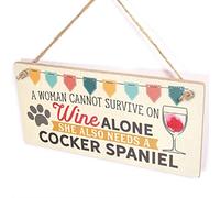 Wine and Cocker Spaniel Sign, Pastel Bunting Decor