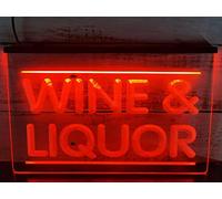 Wine and Liquor Store Neon Sign, Bar Decor LED Night Lights Wall Hanging Luminous Signboard, USB Powered Neon Lights with Switch,Red,40x30cm