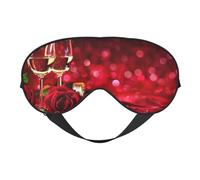 Wine and Red Roses Double Sided Sleep Mask, Adjustable Blackout, Silk-Like Eye Mask for Sleeping,Travel, Soft, Breathable, Lightweight Comfortable Blindfold