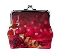 Wine and Red Roses Printing Lightweight Minimalist Wallet, Compact Coin Pouch for Gym Visits and Errands