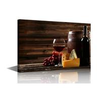Wine Artwork Kitchen Decor Red Wine Glasses Painting for Living Room 1 Piece Modern Canvas Wall Art White and Red Wine Picture HD Prints Giclee Wooden Framed Ready to Hang Man Cave Gift 18x12 in
