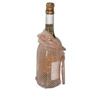 Wine Bag - Champagne Bottle Mesh Pouch | Diamond-Pattern Party Tote - Luxury Sparkling Gift Holder with Resin Handle for Wedding Celebration Picnic Dinner Travel Holiday