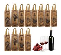 Wine Bags - 12 Pieces Vintage Non-Woven Pouches with Handle | Foldable Champagne Bottle Bag for Men, Christmas, Wedding, Birthday, Party Favors, Easter, Festival, Engagement Celebration